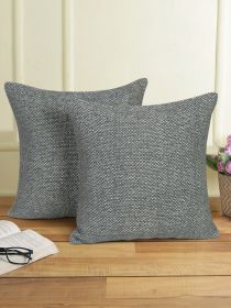 GRAY Hand Woven Pillow Cover | Soft Wool Textured Woven Cushion Cover | 18x18 inches Decorative Pillowcase
