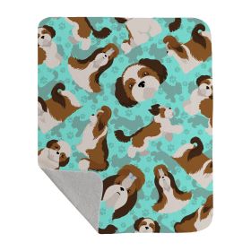 Shih Tzu Quilted Blanket 50x60 Artwork Pattern Quilted Throw Blanket for Bed, Couch, Sofa, Soft and Lightweight