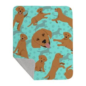 Red Fox Labrador Retriever Quilted Blanket 50x60 Artwork Pattern Quilted Throw Blanket for Bed, Couch, Sofa, Soft and Lightweight