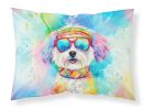 Bichon Frise Hippie Dawg Standard Pillowcase Lightweight Super Soft Easy Care Decorative Artwork Pillowcase, Standard