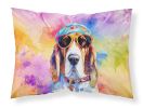 Basset Hound Hippie Dawg Standard Pillowcase Lightweight Super Soft Easy Care Decorative Artwork Pillowcase, Standard