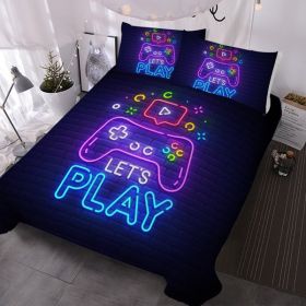 Gaming Duvet Cover Set Queen Size Video Game Controller Bedding Set, Boys Video Games Comforter Cover with 2 Pillow Shams