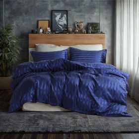 Satin duvet cover set of three, luxuriously silky, navy (specifications: Queen)