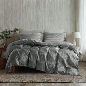 Satin duvet cover set of three, luxuriously silky, dark grey (specifications: Queen)