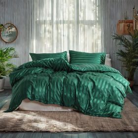 Satin duvet cover set of three, luxuriously silky, dark green (specifications: King)